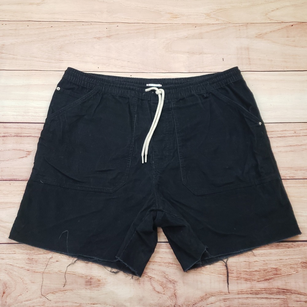 BDG Corduroy Shorts Men 2XL XXL Black Outdoor Elastic Waist Raw Hem Casual Adult